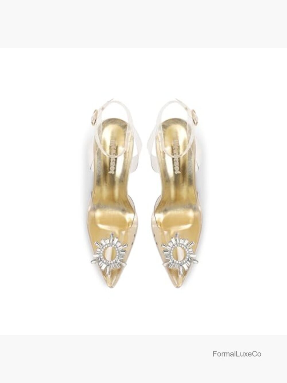 Clear Heels Slingback Rhinestone Pointed Toe Stiletto Sandals - Picture 5 of 7